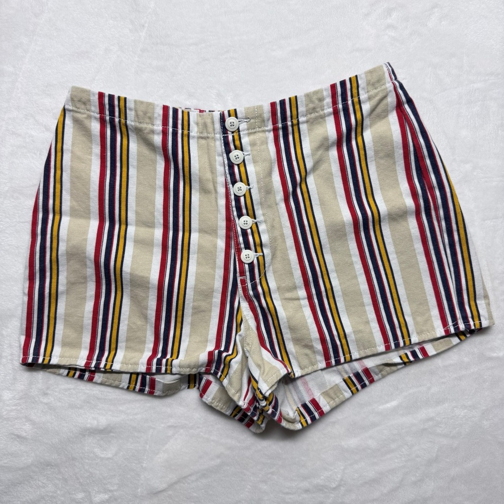 URBAN OUTFITTERS Striped Button Front Shorts Women US‎ 6 Summer Casual Beach